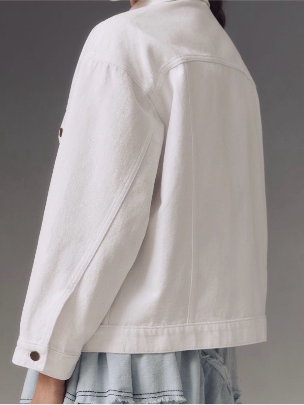 PAIGE Women’s Medium White Denim Trucker Jacket Black Buttons M